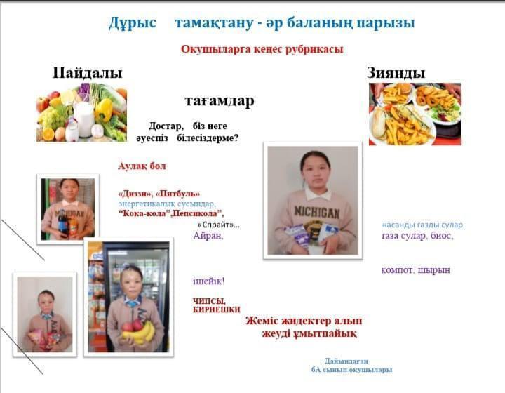 "Оқушылардың тамақтану тәртібі"фотоколлаж байқауы